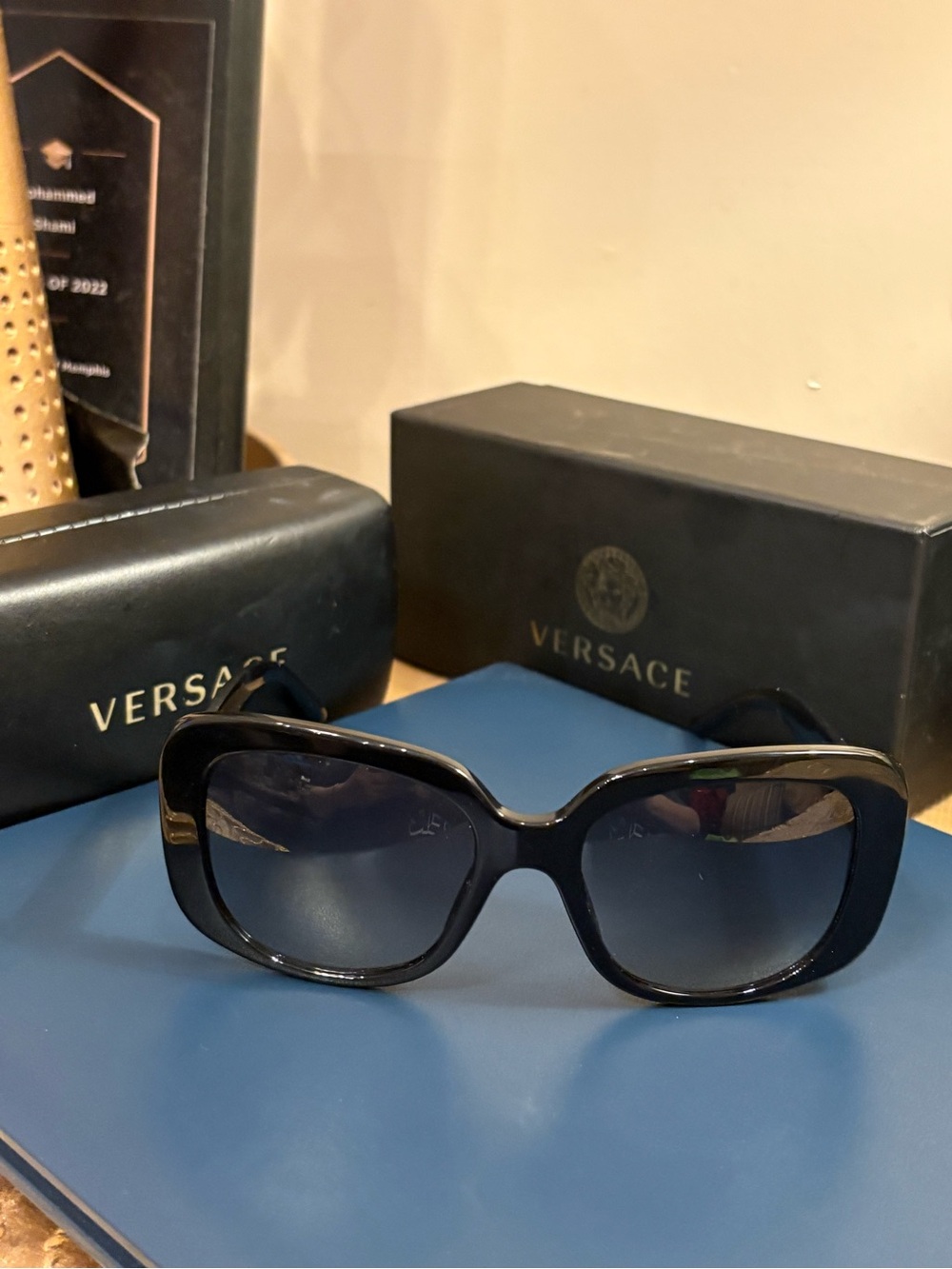 Versace Black Oversized Gradient Women's Sunglasses